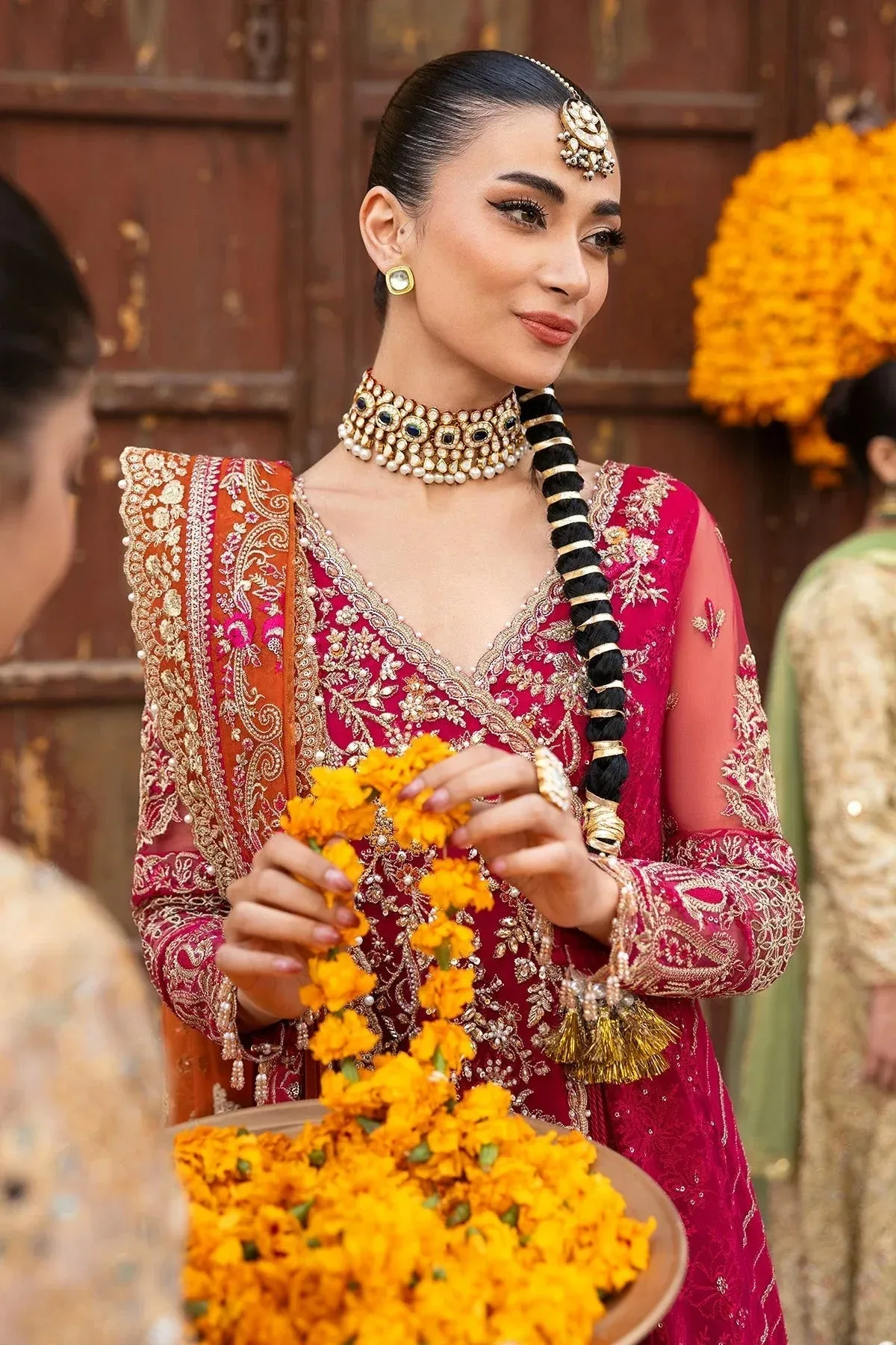 Imrozia Premium Jashan Bridal Collection Magenta Organza – view 4 – Poshaq