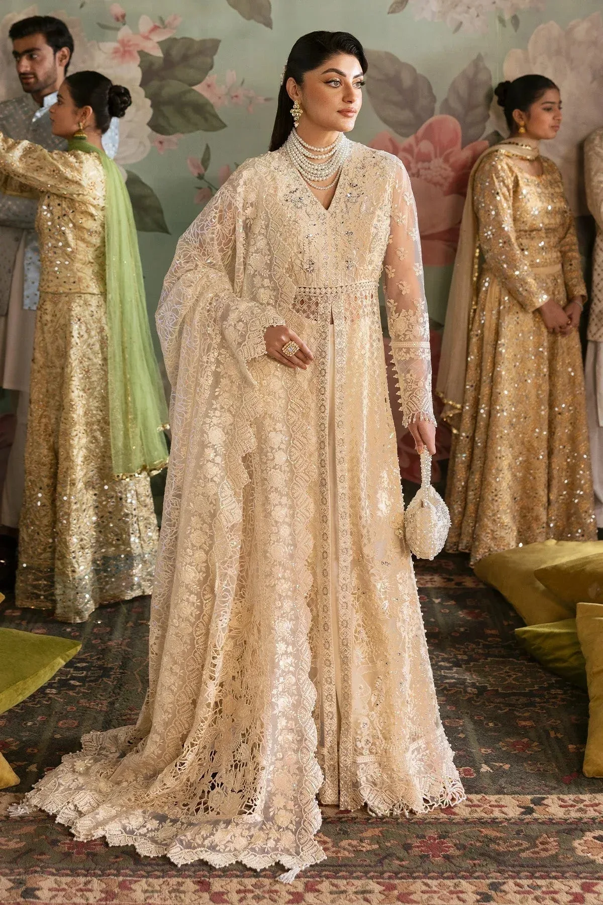 Imrozia Premium Jashan Bridal Collection Ivory Organza – view 1 – Poshaq