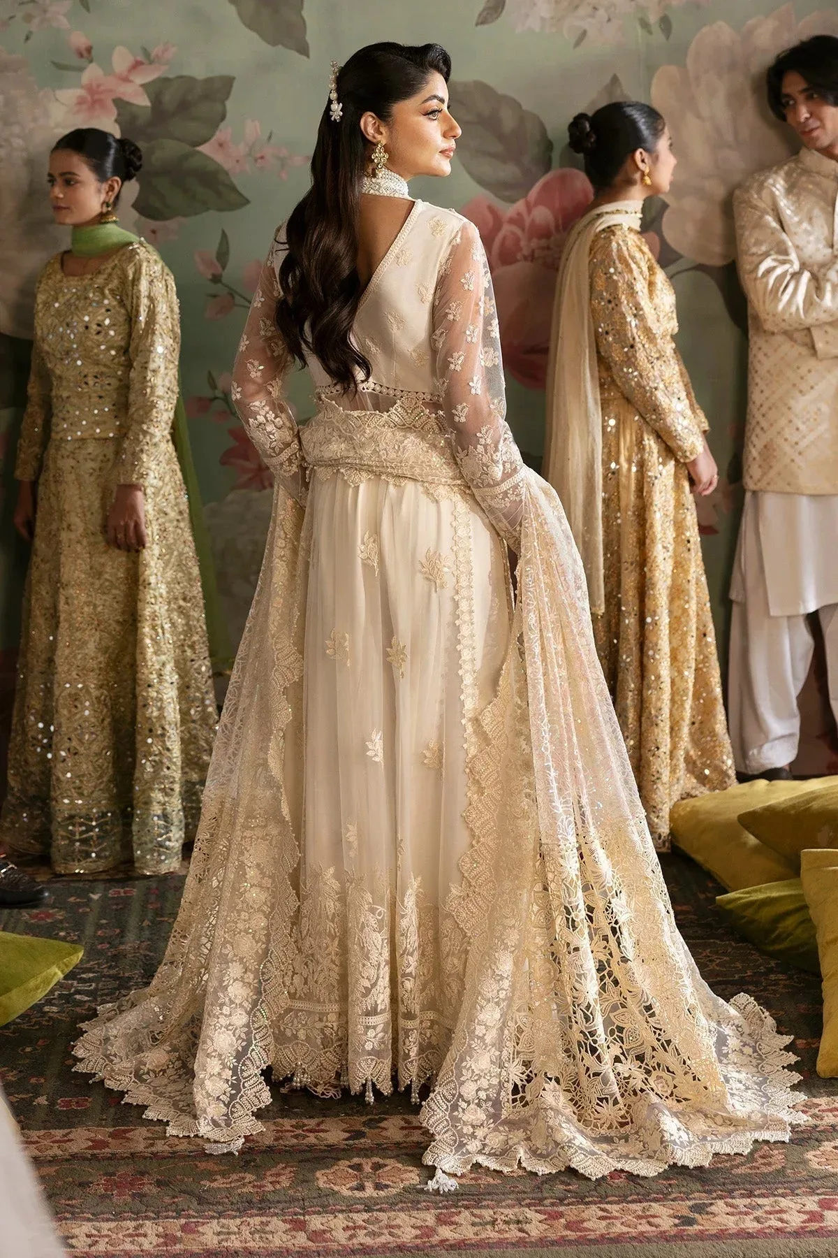 Imrozia Premium Jashan Bridal Collection Ivory Organza – view 2 – Poshaq