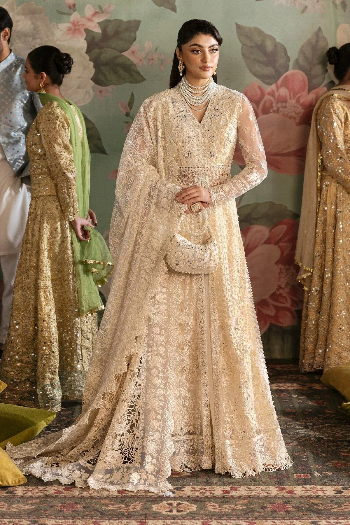 Imrozia Premium Jashan Bridal Collection Ivory Organza – view 4 – Poshaq