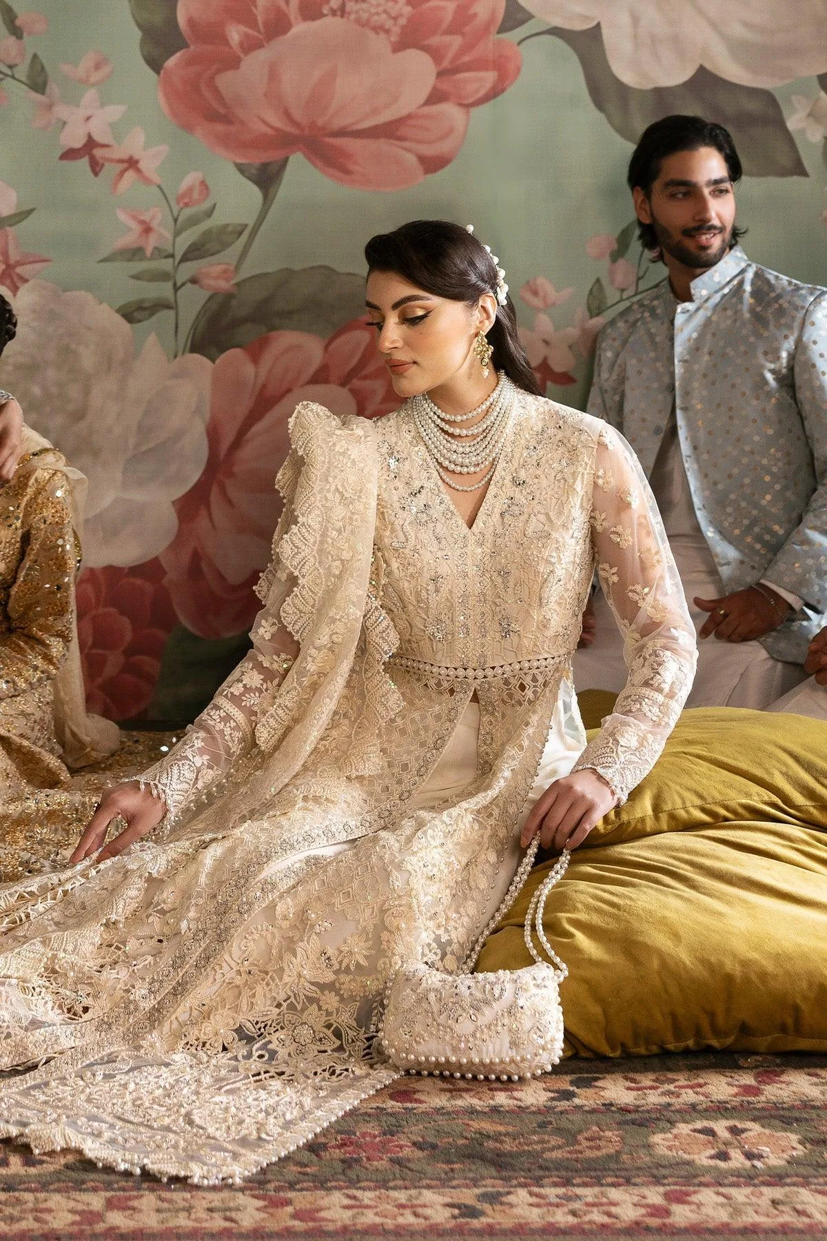 Imrozia Premium Jashan Bridal Collection Ivory Organza – view 5 – Poshaq
