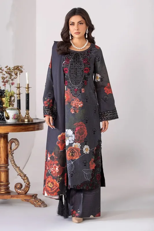 Imrozia Premium Masakali Winter Pret Black Slub – view 1 – Poshaq