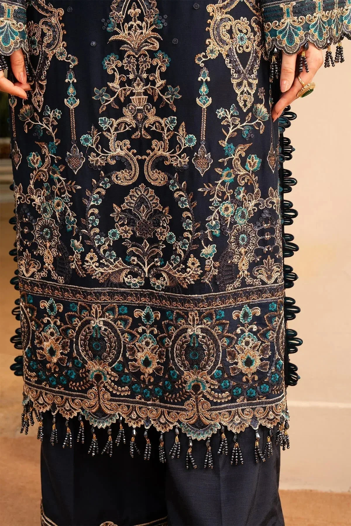 Imrozia Premium Noor Jahan Formals Blue Raw Silk – view 4 – Poshaq