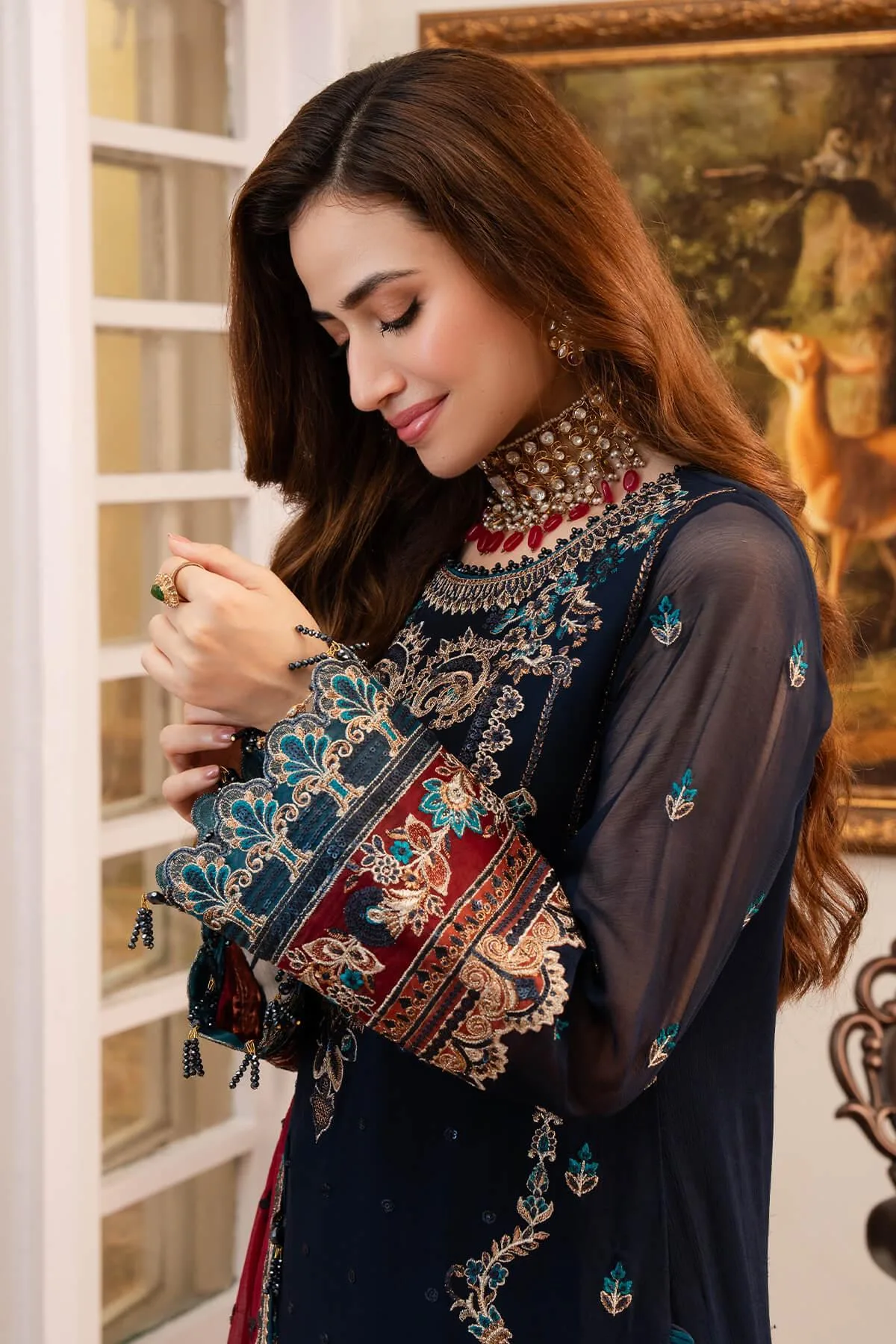 Imrozia Premium Noor Jahan Formals Blue Raw Silk – view 5 – Poshaq