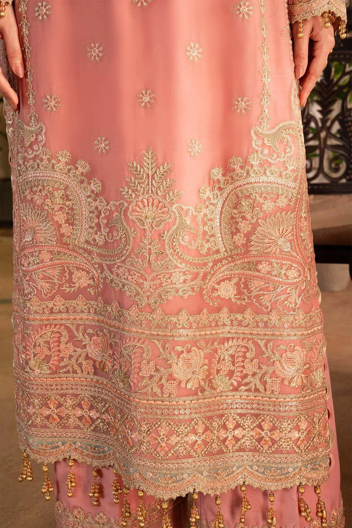 Imrozia Premium Noor Jahan Formals Pink Raw Silk – view 4 – Poshaq
