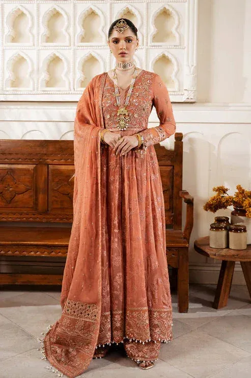 Imrozia Premium Muse Luxury Chiffon 24 Peach Organza – view 1 – Poshaq