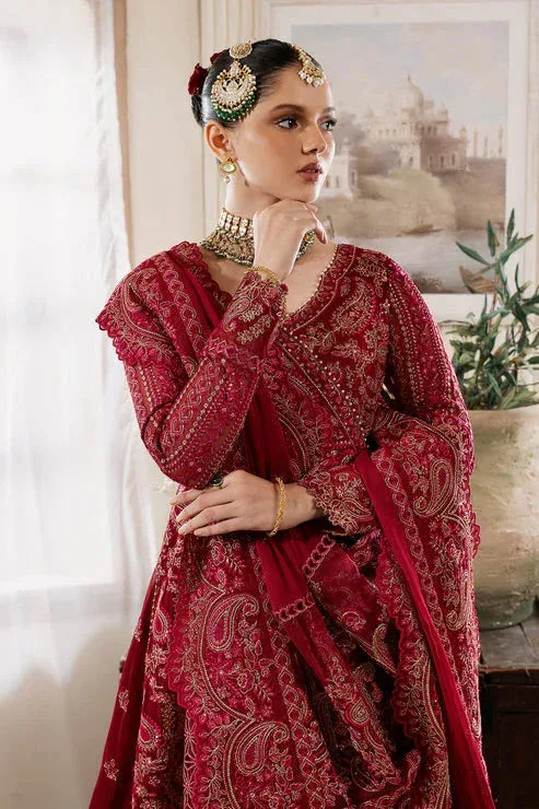 Imrozia Premium Muse Luxury Chiffon 24 Maroon Organza – view 3 – Poshaq
