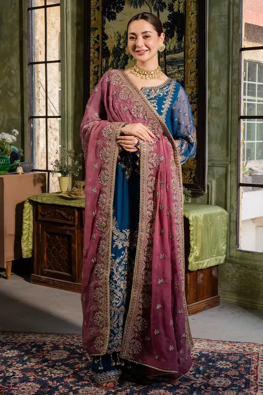 Imrozia Premium Naina Chiffon Pink Raw Silk – view 1 – Poshaq