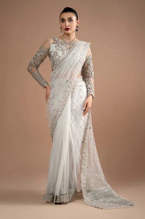 Imrozia Premium Lumiere Luxury Sarees Grey Organza – view 1 – Poshaq