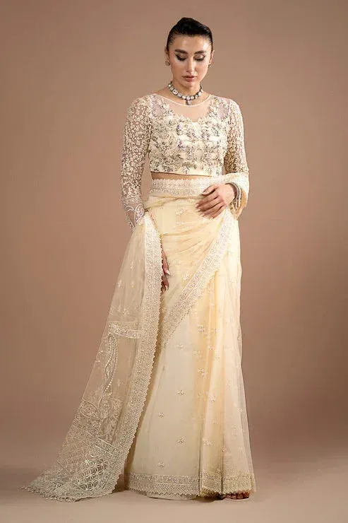 Imrozia Premium Lumiere Luxury Sarees Ivory Organza – view 1 – Poshaq