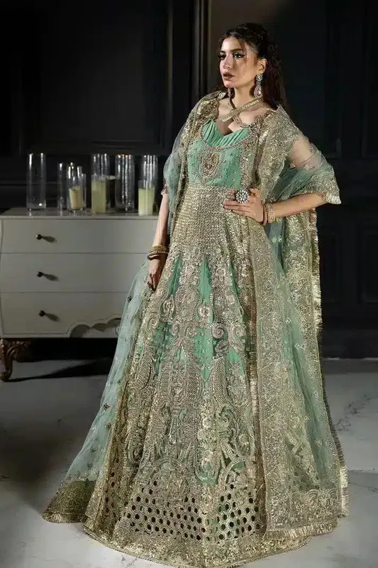Imrozia Premium Andaaz e Khaas Formals 23 Green Organza – view 1 – Poshaq