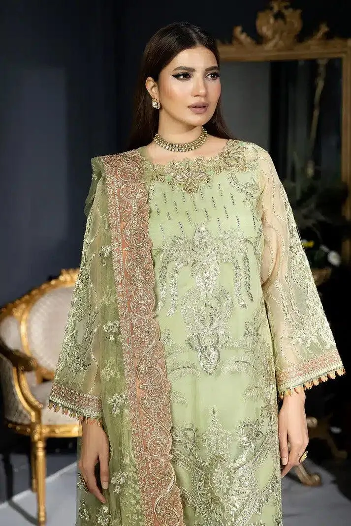 Imrozia Premium Andaaz e Khaas Bridals 23 Green Raw Silk – view 4 – Poshaq