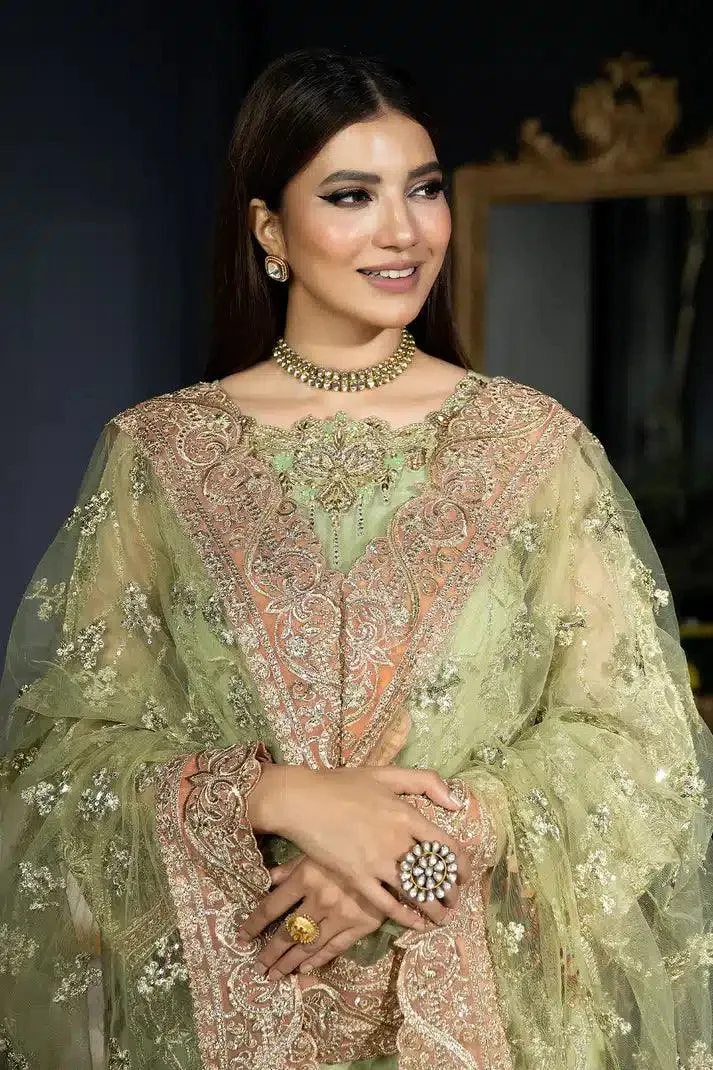 Imrozia Premium Andaaz e Khaas Bridals 23 Green Raw Silk – view 7 – Poshaq