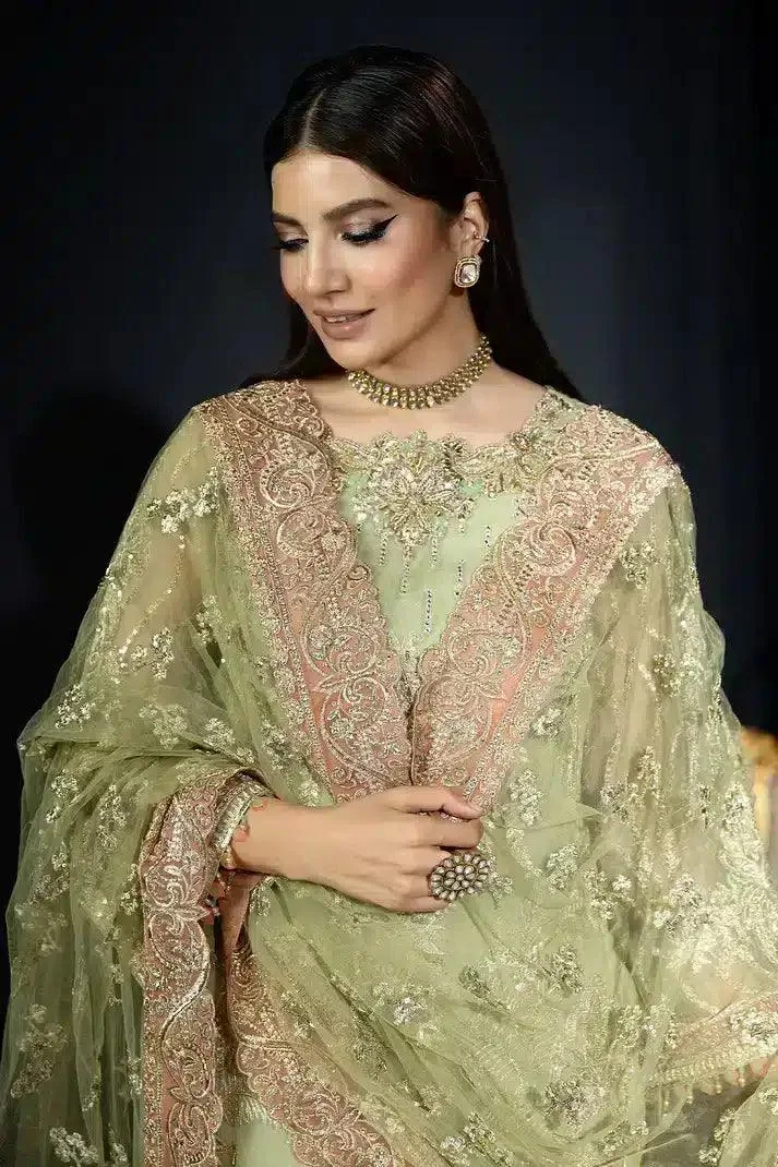 Imrozia Premium Andaaz e Khaas Bridals 23 Green Raw Silk – view 8 – Poshaq