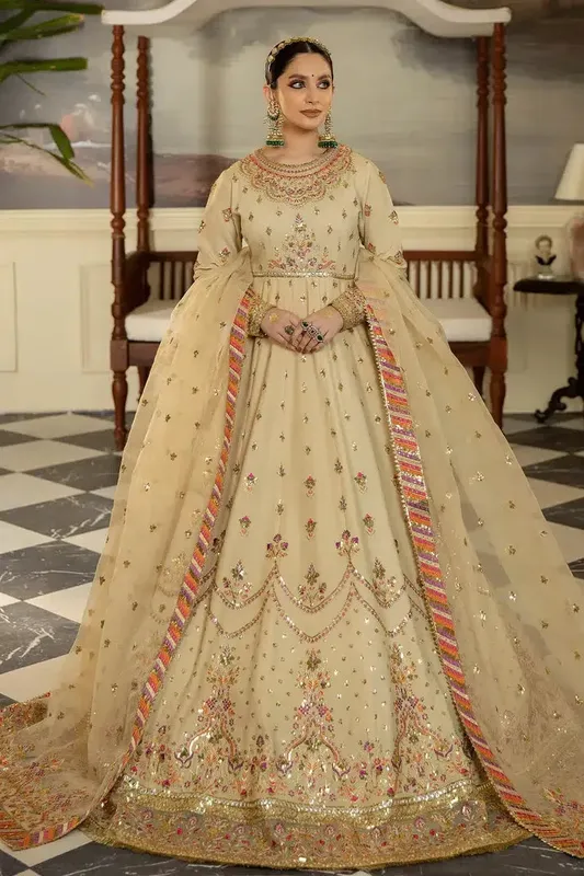 Imrozia Premium Jahaan Ara Wedding Formals 23 Beige Raw Silk – view 1 – Poshaq