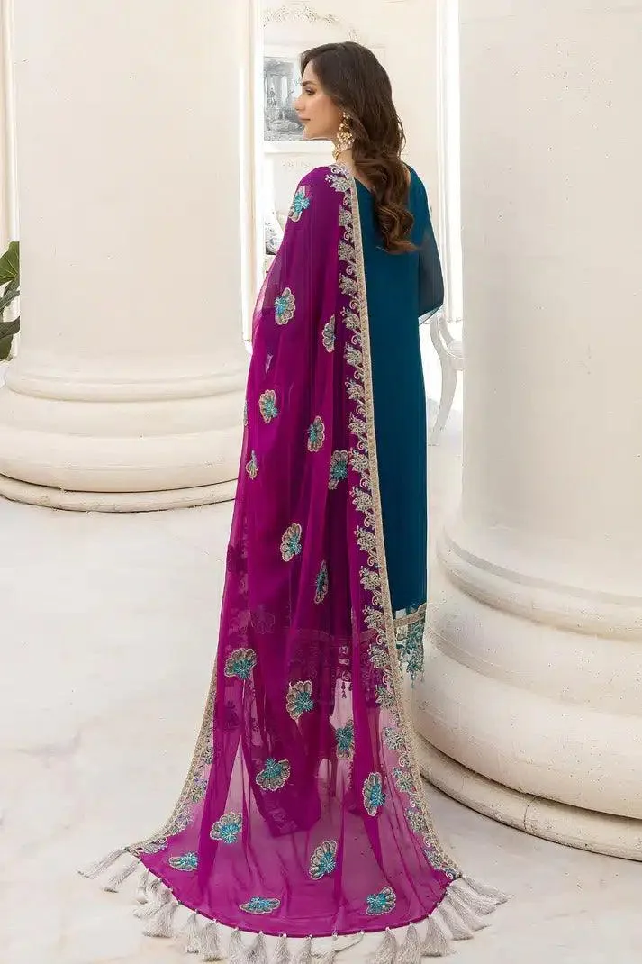 Imrozia Premium Naqsh Formals 23 Teal Raw Silk – view 2 – Poshaq