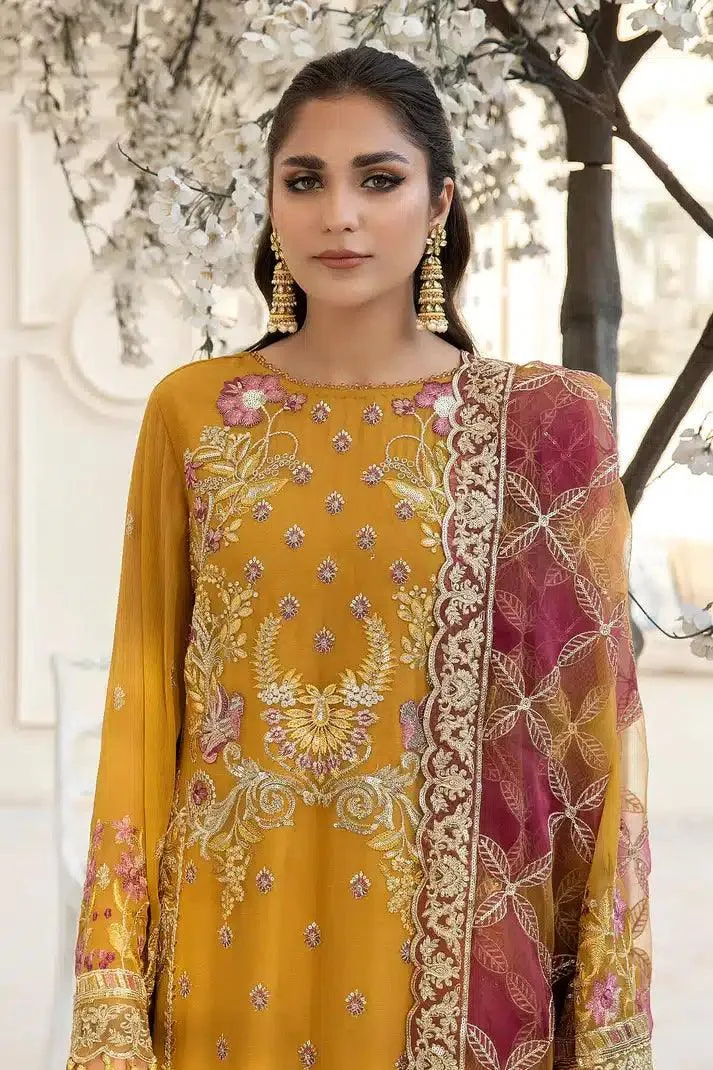 Imrozia Premium Naqsh Formals 23 Yellow Raw Silk – view 2 – Poshaq