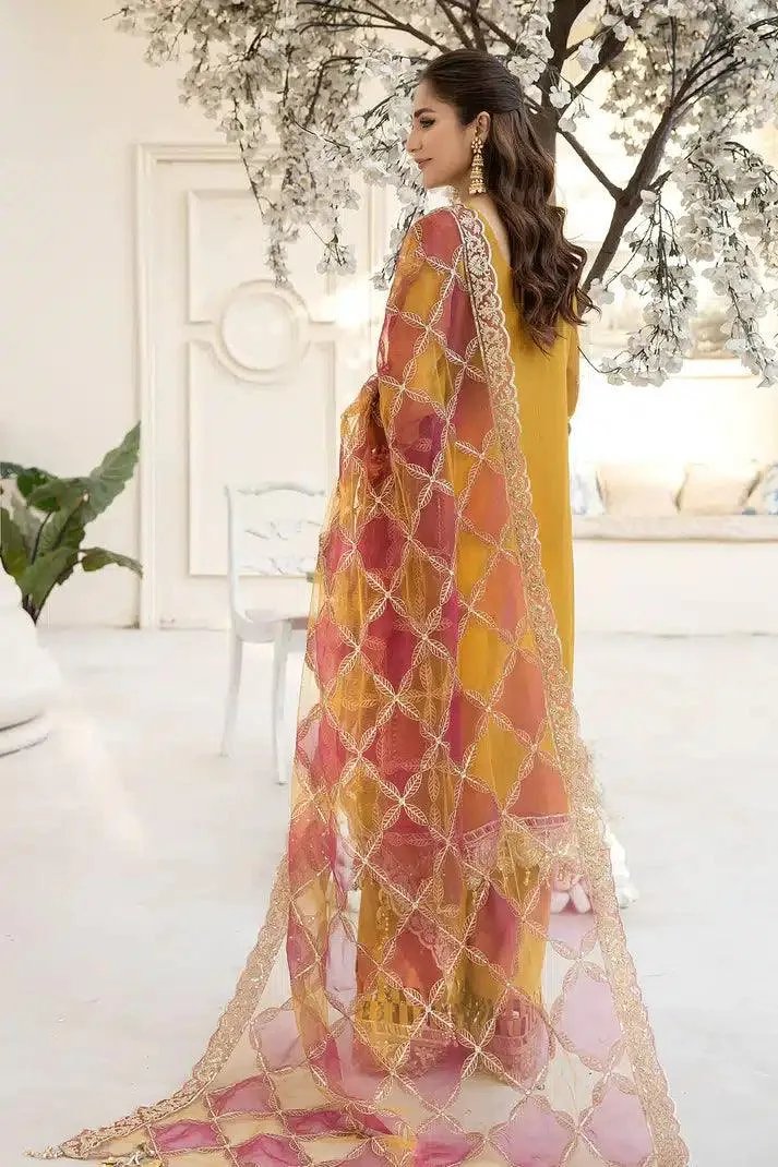 Imrozia Premium Naqsh Formals 23 Yellow Raw Silk – view 4 – Poshaq