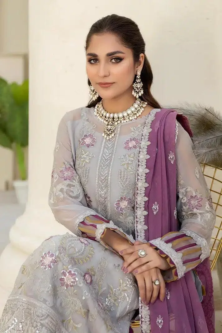 Imrozia Premium Naqsh Formals 23 Grey Raw Silk – view 2 – Poshaq