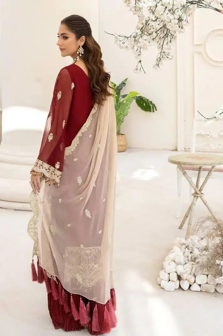 Imrozia Premium Naqsh Formals 23 Maroon Raw Silk – view 3 – Poshaq