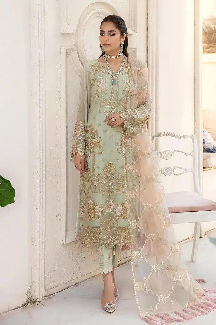 Imrozia Premium Naqsh Formals 23 Green Raw Silk – view 1 – Poshaq