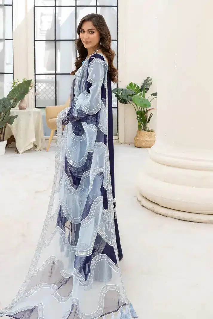 Imrozia Premium Naqsh Formals 23 Navy Blue Raw Silk – view 4 – Poshaq