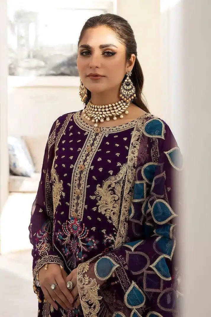 Imrozia Premium Naqsh Formals 23 Purple Raw Silk – view 2 – Poshaq