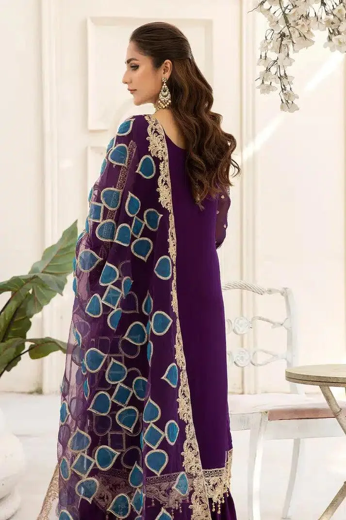 Imrozia Premium Naqsh Formals 23 Purple Raw Silk – view 3 – Poshaq