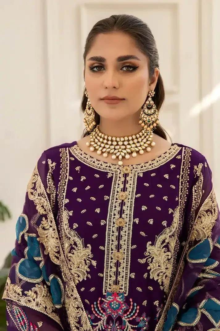 Imrozia Premium Naqsh Formals 23 Purple Raw Silk – view 4 – Poshaq