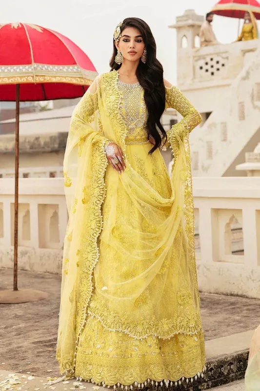 Imrozia Premium Kayseria Bridals 24 Yellow Organza – view 1 – Poshaq