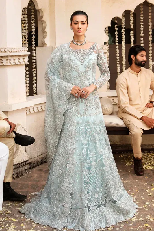 Imrozia Premium Kayseria Bridals 24 Blue Organza – view 1 – Poshaq