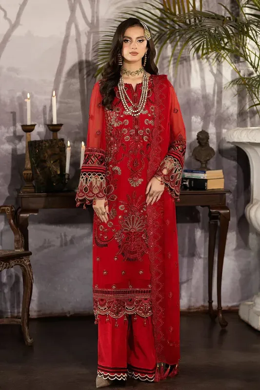 Imrozia Premium Enliven Formals Collection Red Raw Silk – view 1 – Poshaq