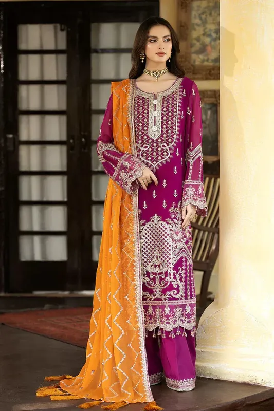 Imrozia Premium Enliven Formals Collection Magenta Raw Silk – view 1 – Poshaq