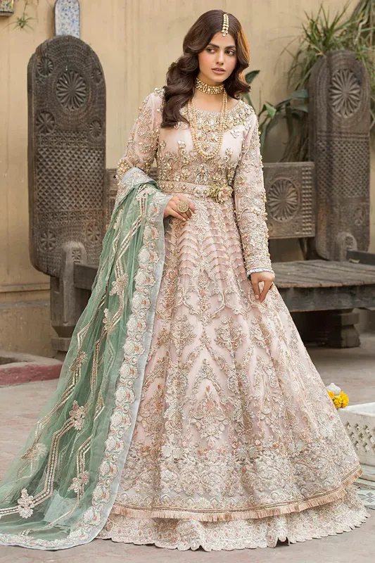 Imrozia Premium Handmade Bridals Pink Net – view 1 – Poshaq