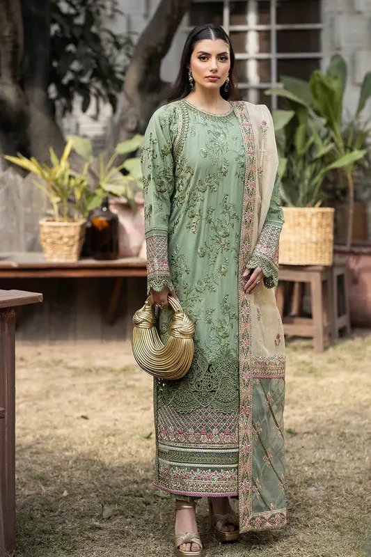 Imrozia Premium Gulposh Luxury Lawn 24 Green Organza – view 1 – Poshaq