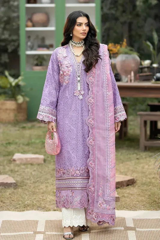 Imrozia Premium Gulposh Luxury Lawn 24 Lavender Organza – view 1 – Poshaq