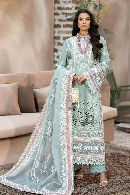 Imrozia Premium Gulposh Luxury Lawn 24 Green Organza – view 1 – Poshaq