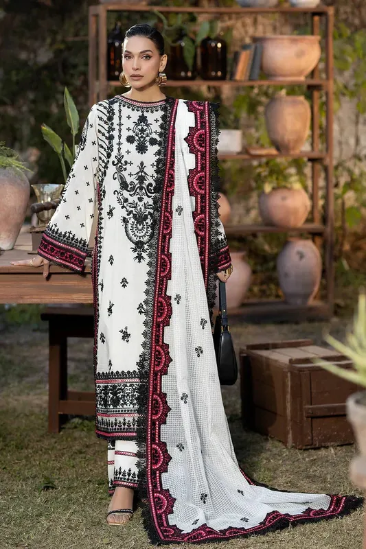 Imrozia Premium Gulposh Luxury Lawn 24 White Raw Silk – view 1 – Poshaq