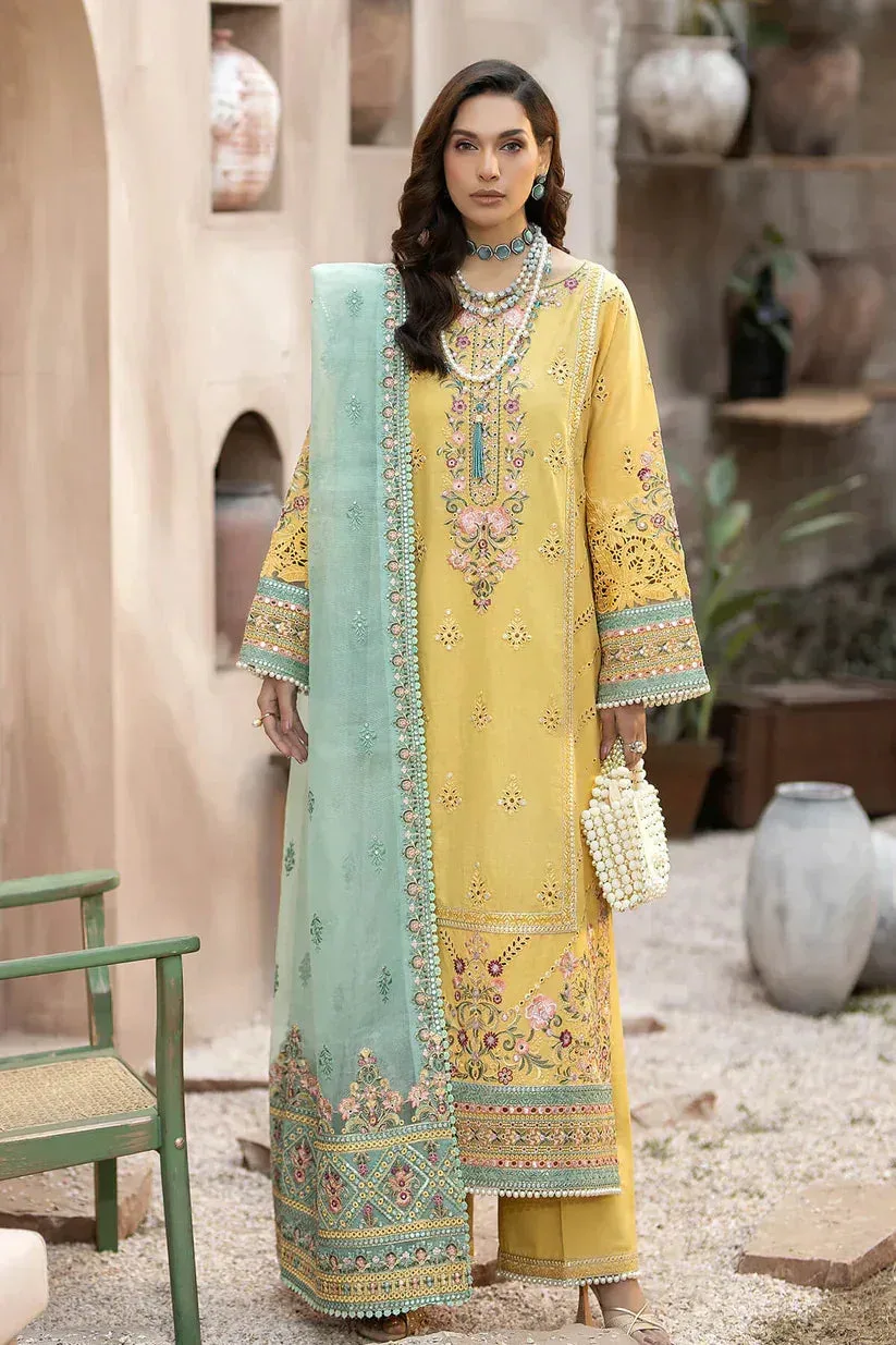 Imrozia Premium Gulposh Luxury Lawn 24 Yellow Organza – view 1 – Poshaq