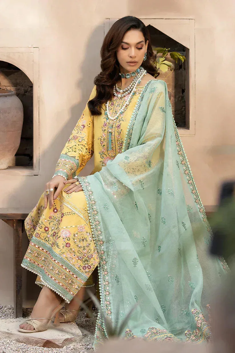 Imrozia Premium Gulposh Luxury Lawn 24 Yellow Organza – view 3 – Poshaq