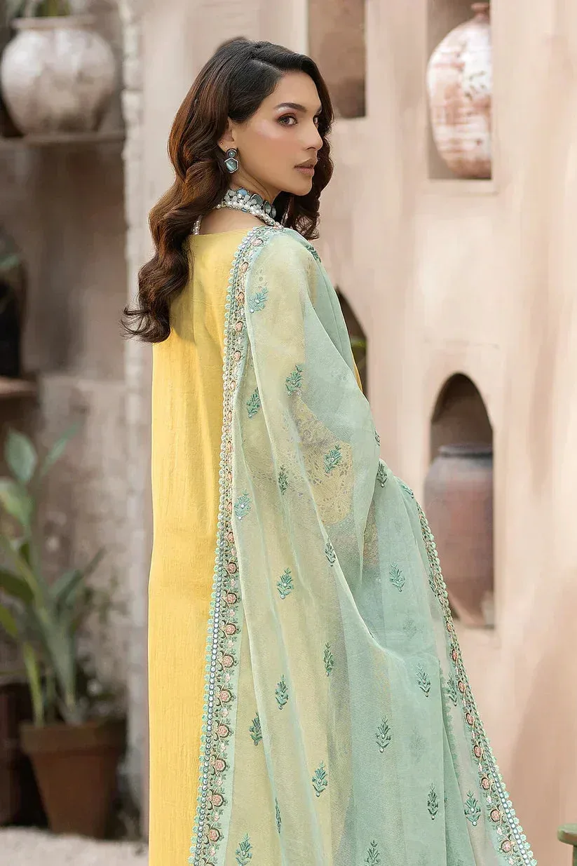 Imrozia Premium Gulposh Luxury Lawn 24 Yellow Organza – view 4 – Poshaq
