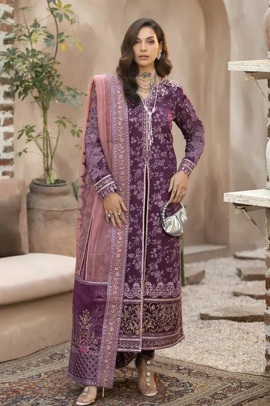 Imrozia Premium Gulposh Luxury Lawn 24 Purple Organza – view 1 – Poshaq