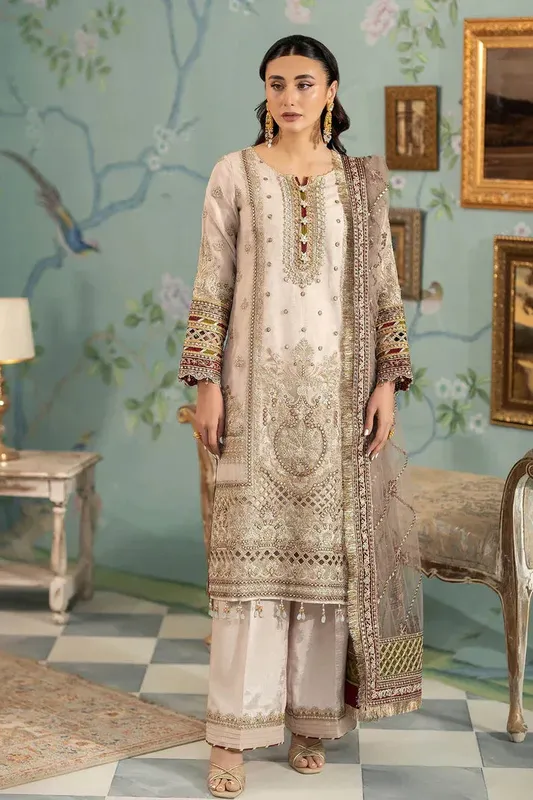 Imrozia Premium Baad e Saba Pret Luxury Eid Collection Pink Raw Silk – view 1 – Poshaq