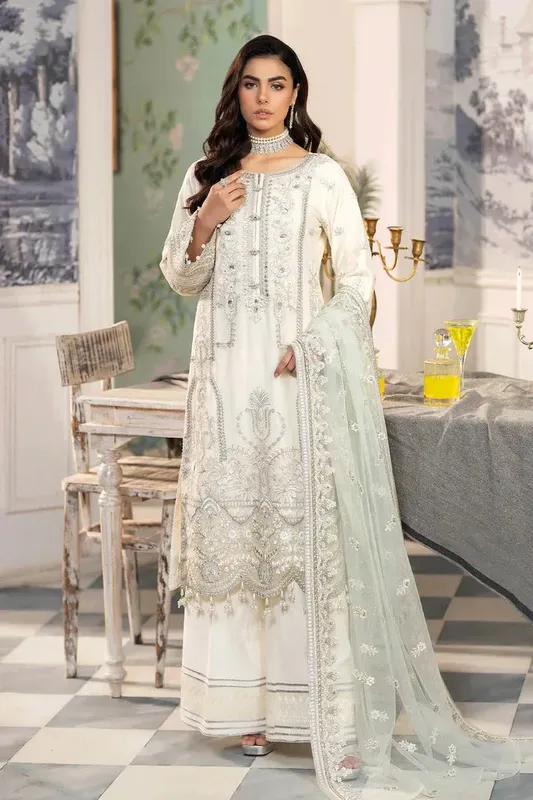 Imrozia Premium Baad e Saba Pret Luxury Eid Collection Off White Raw Silk – view 1 – Poshaq