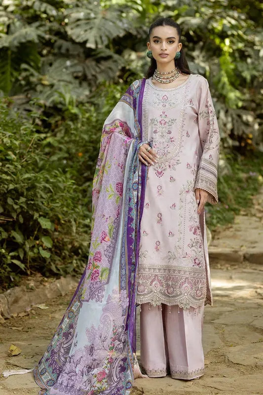 Imrozia Premium Jaan-e-Ada Lawn Pink Organza – view 1 – Poshaq