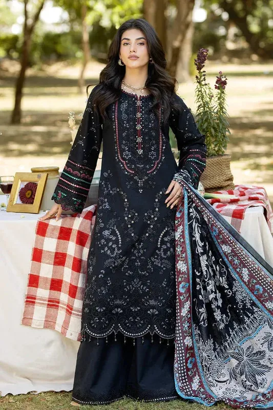 Imrozia Premium Jaan-e-Ada Lawn Black Organza – view 1 – Poshaq