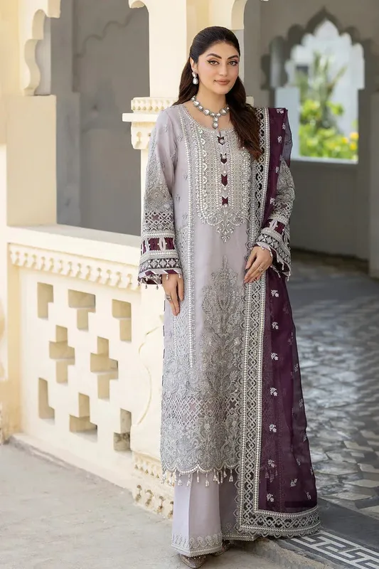 Imrozia Premium Baad e Saba Formals Lavender Raw Silk – view 1 – Poshaq