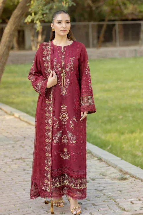 Imrozia Premium Subah e Roshan Maroon Organza – view 1 – Poshaq