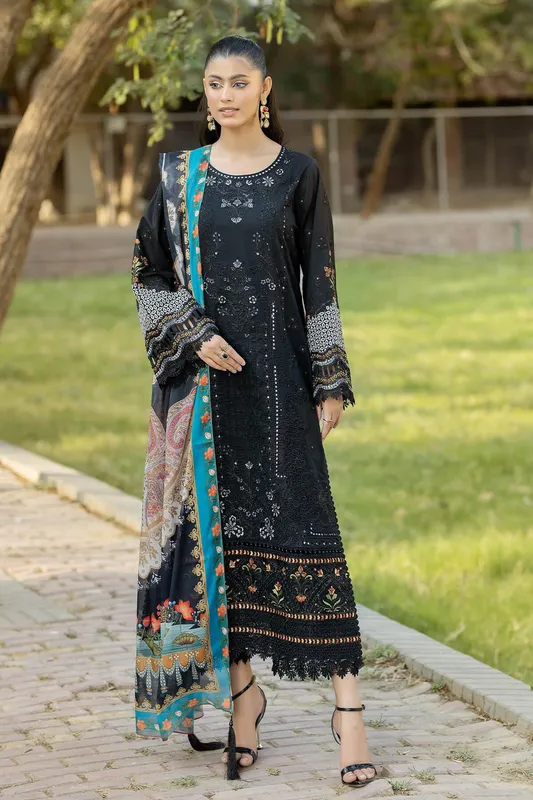 Imrozia Premium Subah e Roshan Black Organza – view 1 – Poshaq