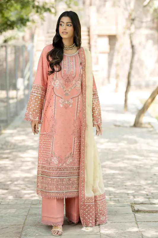 Imrozia Premium Subah e Roshan Pink Organza – view 1 – Poshaq